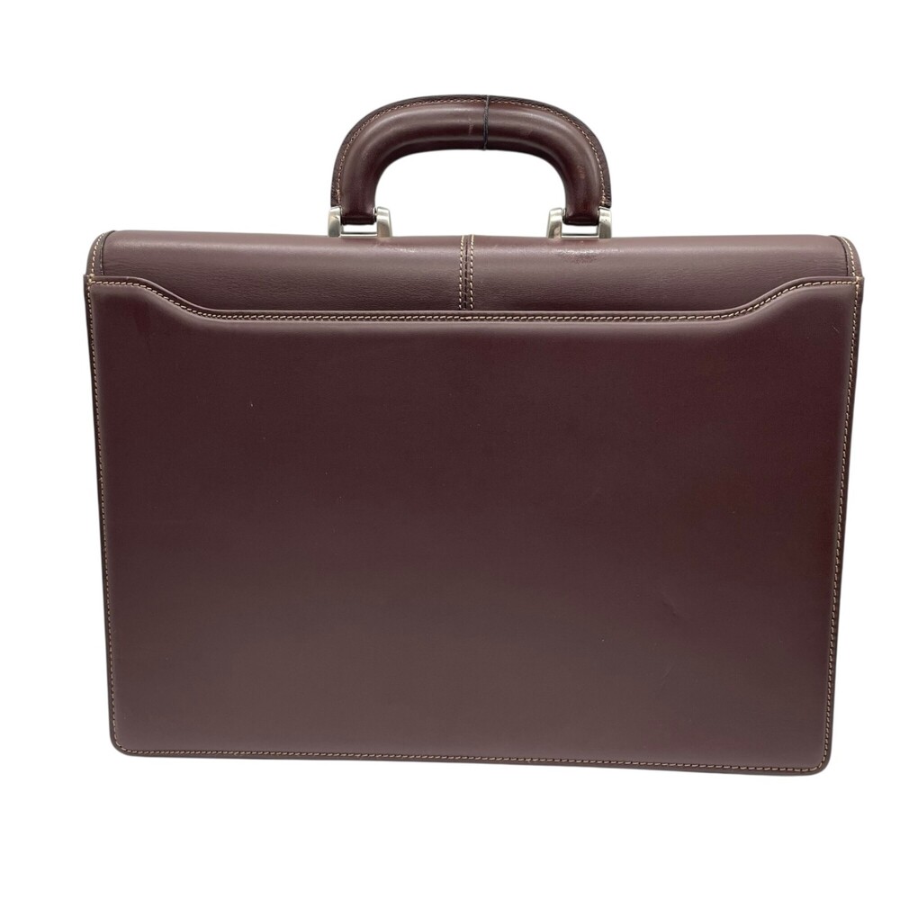 BURBERRY Men's Business Briefcase, Brown Leather, Silver Hardware, Horse Logo - Picture 3 of 16